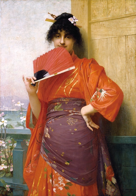 ジュール=ジョゼフ・ルフェーヴル[フランス] 「ジャポネーズ（扇のことば）」 1882年 油彩、カンヴァス 130.8×90.2cm クライスラー美術館蔵 Gift of Walter P. Chrysler, Jr.