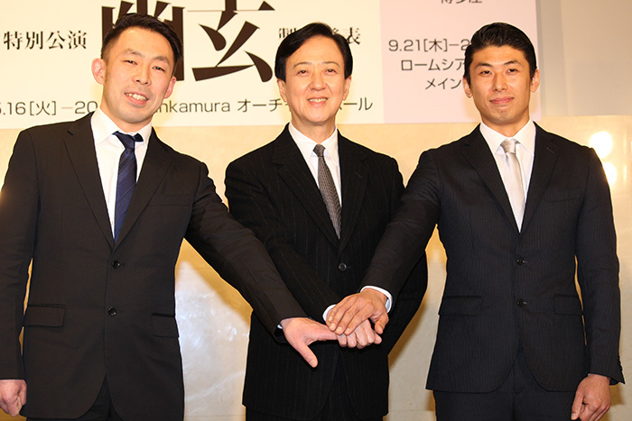 石塚充（鼓童）、坂東玉三郎、中込健太（鼓童）