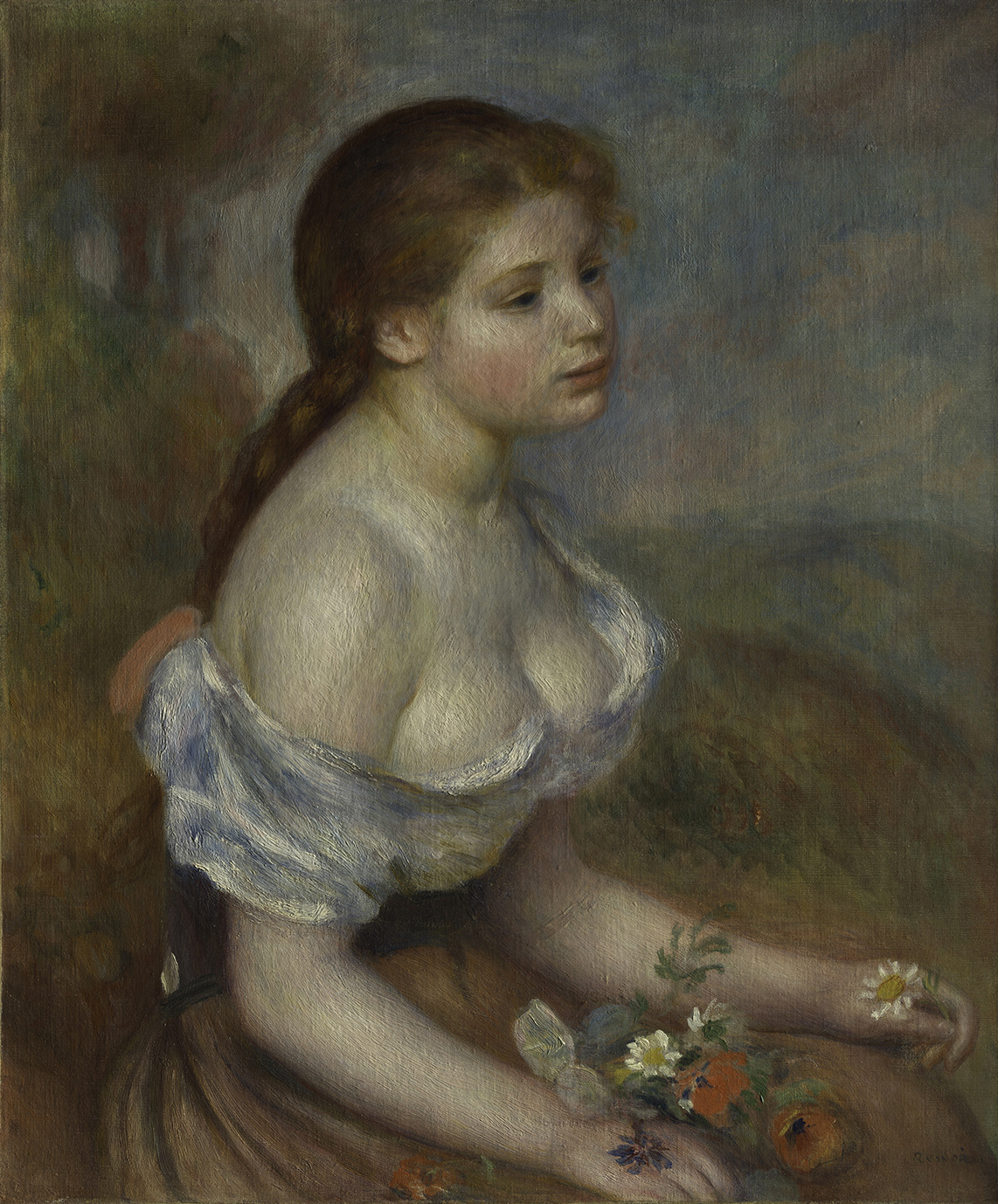 オーギュスト・ルノワール《ヒナギクを持つ少女》1889年 油彩、カンヴァス 65.1x54cm メトロポリタン美術館　