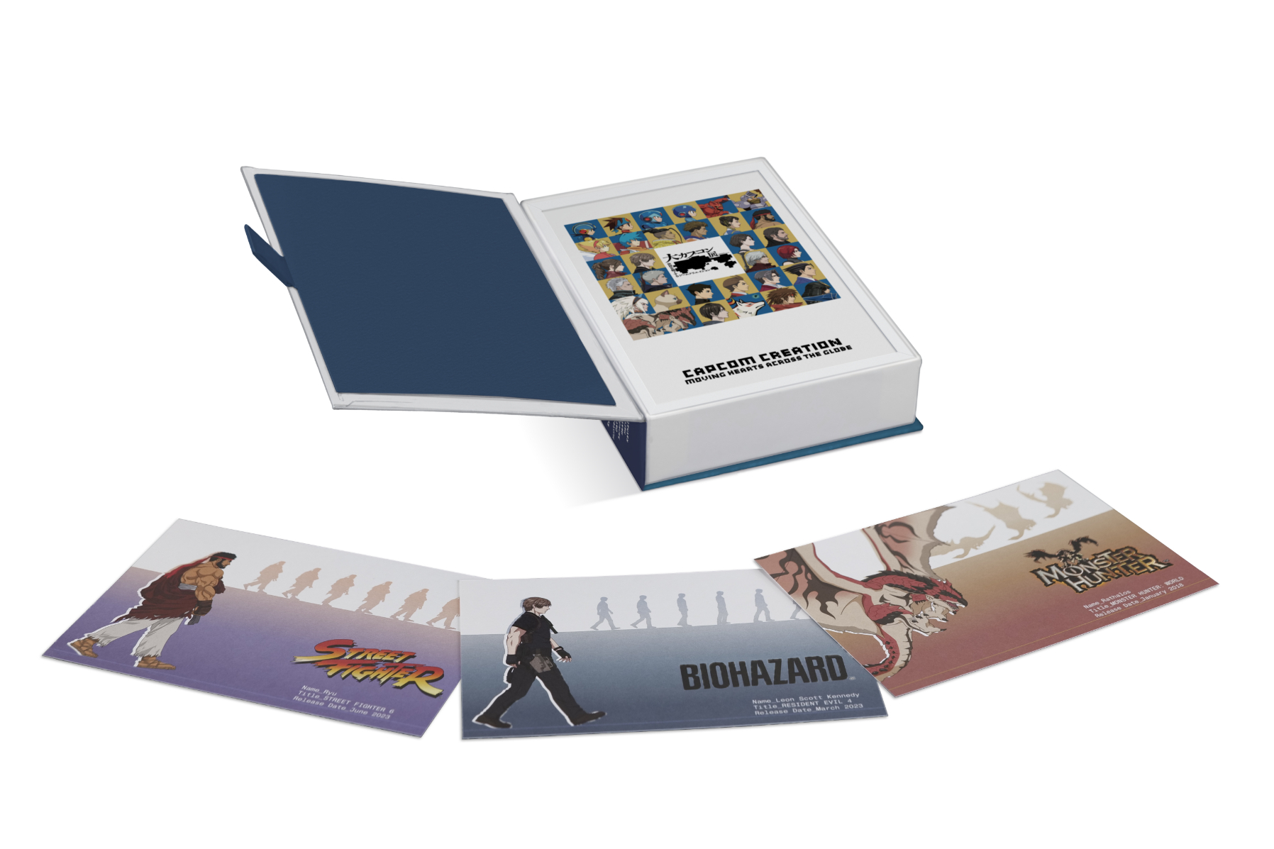 キャラクターパレード ポストカード　コンプリートBOX　7,480円（税込） 会場冒頭で全31人のキャラクターがお迎えする「キャラクターパレード」がポストカードに。おまけの新作2種を加えた合計33種のポストカードが入ったコンプリートBOX（C）CAPCOM