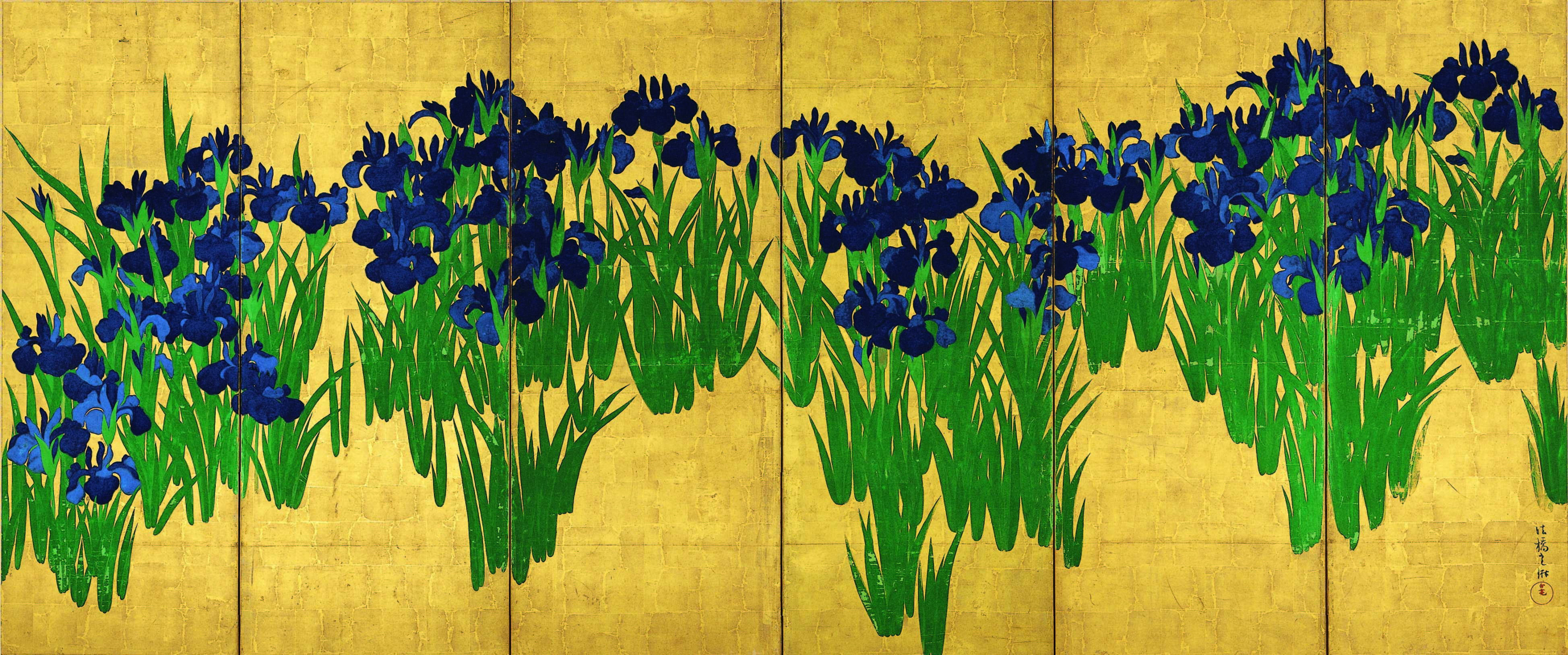 国宝　燕子花図屏風（右隻）尾形光琳筆　日本・江戸時代　18世紀　根津美術館蔵