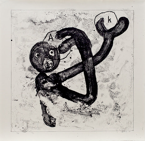 "A K" 2015 lithograph on Japanese paper h.60.0 x w.60.0cm ©David Lynch, Courtesy Item Editions
