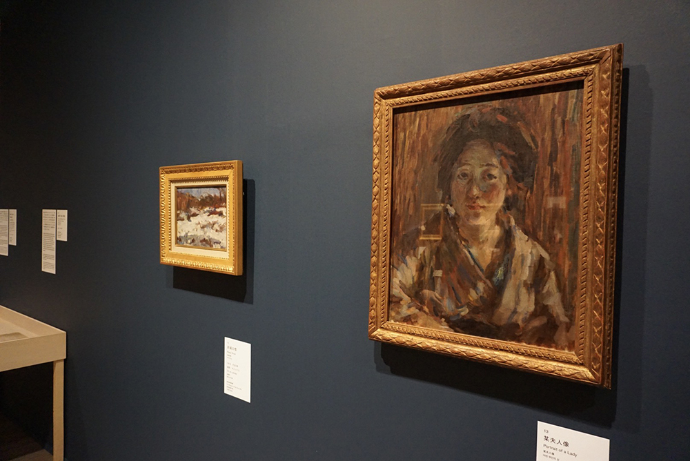 熊谷の妻となる秀子夫人の肖像画も。　右手前から：《某夫人像》 1918年 豊島区立熊谷守一美術館 《赤城の雪》 1916年 岐阜県美術館