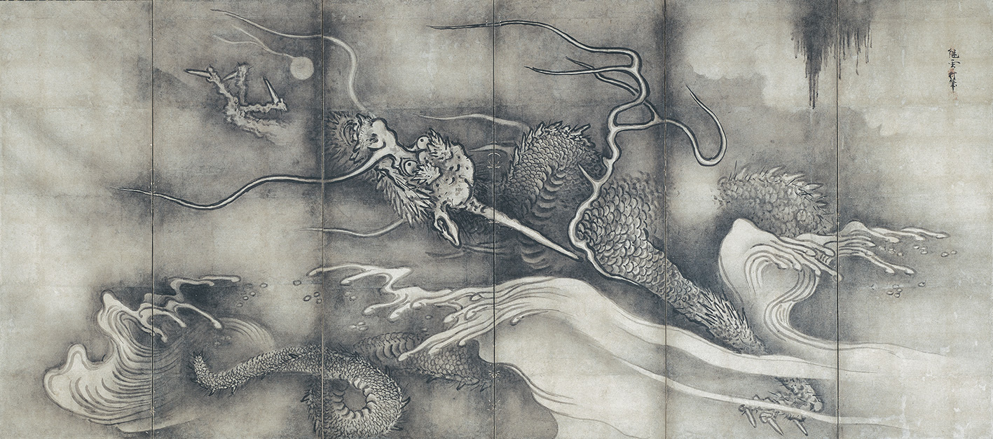 雪村筆 《龍虎図屏風》（右） 6曲1双 各155.6×350.4cm 東京・根津美術館蔵 【展示期間：4月25日～5月21日】