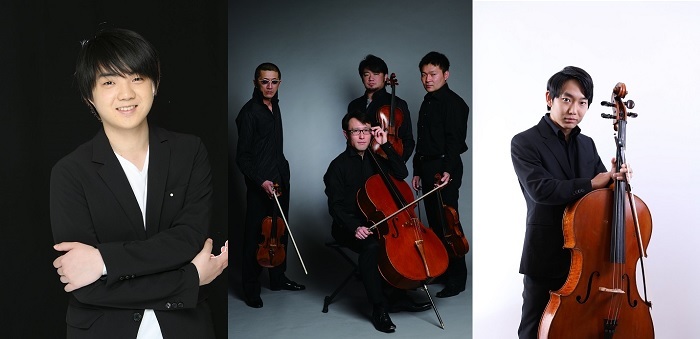 （左から）藤田真央、YAMATO String Quartet、佐藤晴真 (C)EIICHI_IKEDA、(C)ヒダキトモコ