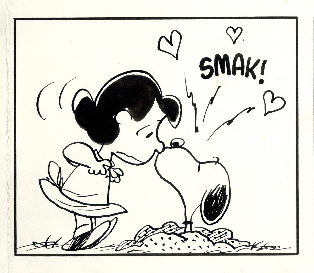 プレーリードッグのまね 『ピーナッツ』原画(部分)　1969年4月5日