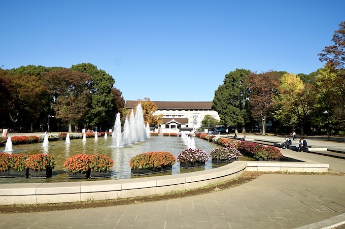 上野恩賜公園の噴水越しに見る、2021年の本館