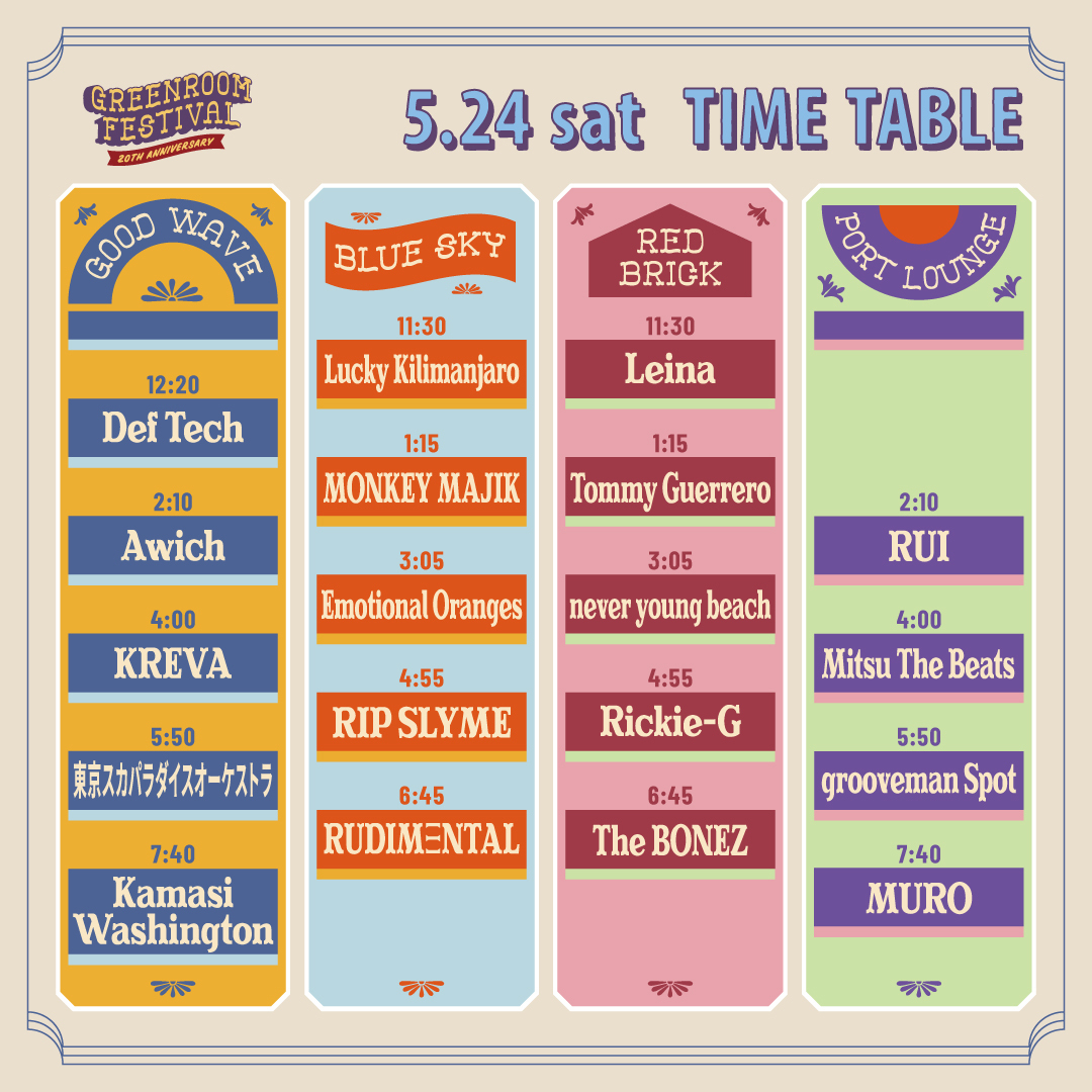 『GREENROOM FESTIVAL 20th Anniversary』5月24日（土）
