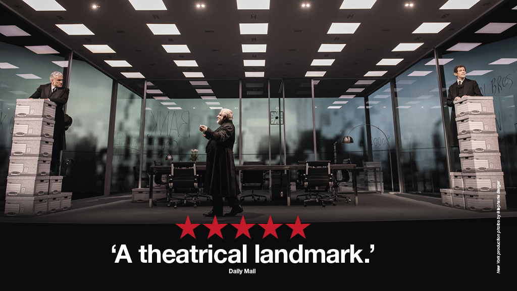  (C)NTL 2019 The Lehman Trilogy - Simon Russell Beale, Ben Miles and Adam Godley. Photo by Mark Douet