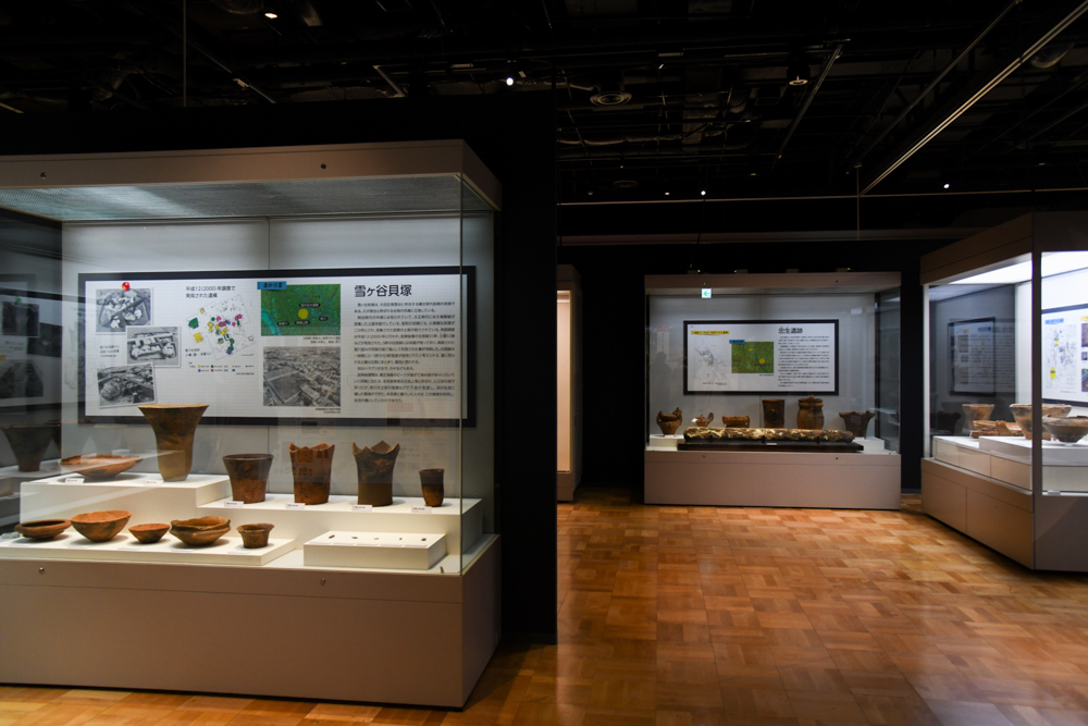 「第1章 東京の縄文遺跡発掘史」の展示風景