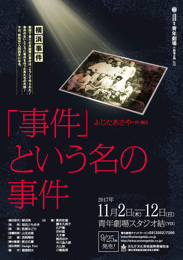 秋田雨雀・土方与志記念 青年劇場 小劇場企画No.22「『事件』という名の事件」チラシ表