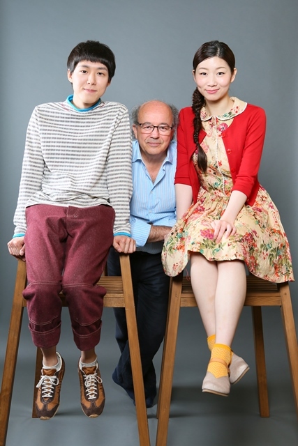 「グレーテルとヘンゼル」宣伝ビジュアル（左から小日向星一、ジェルヴェ・ゴドロ、土居志央梨） 撮影：宮川舞子