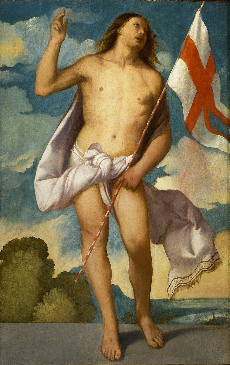 ティツィアーノ・ヴェチェッリオ 《復活のキリスト》 1510-12 年、油彩、カンヴァス、133×82cm、フィレンツェ、ウフィツィ美術館
