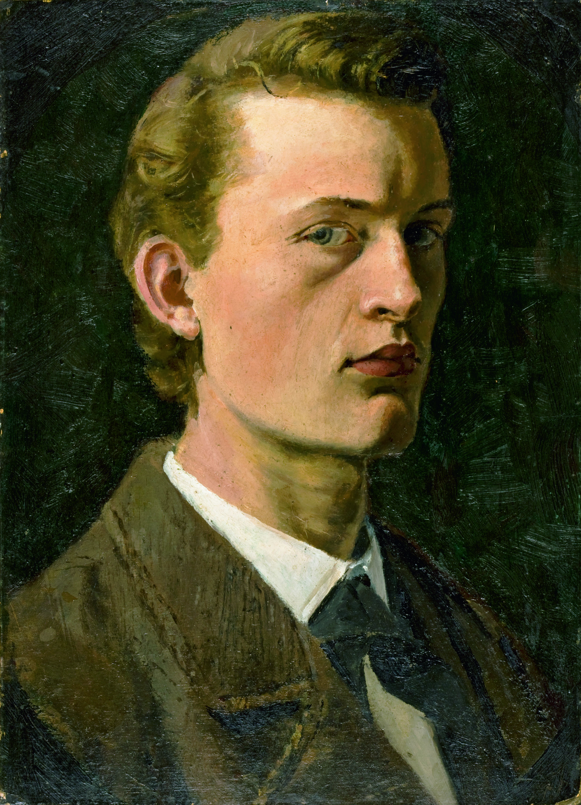 エドヴァルド・ムンク《自画像》1882年　油彩、紙（厚紙に貼付）　26×19cm　