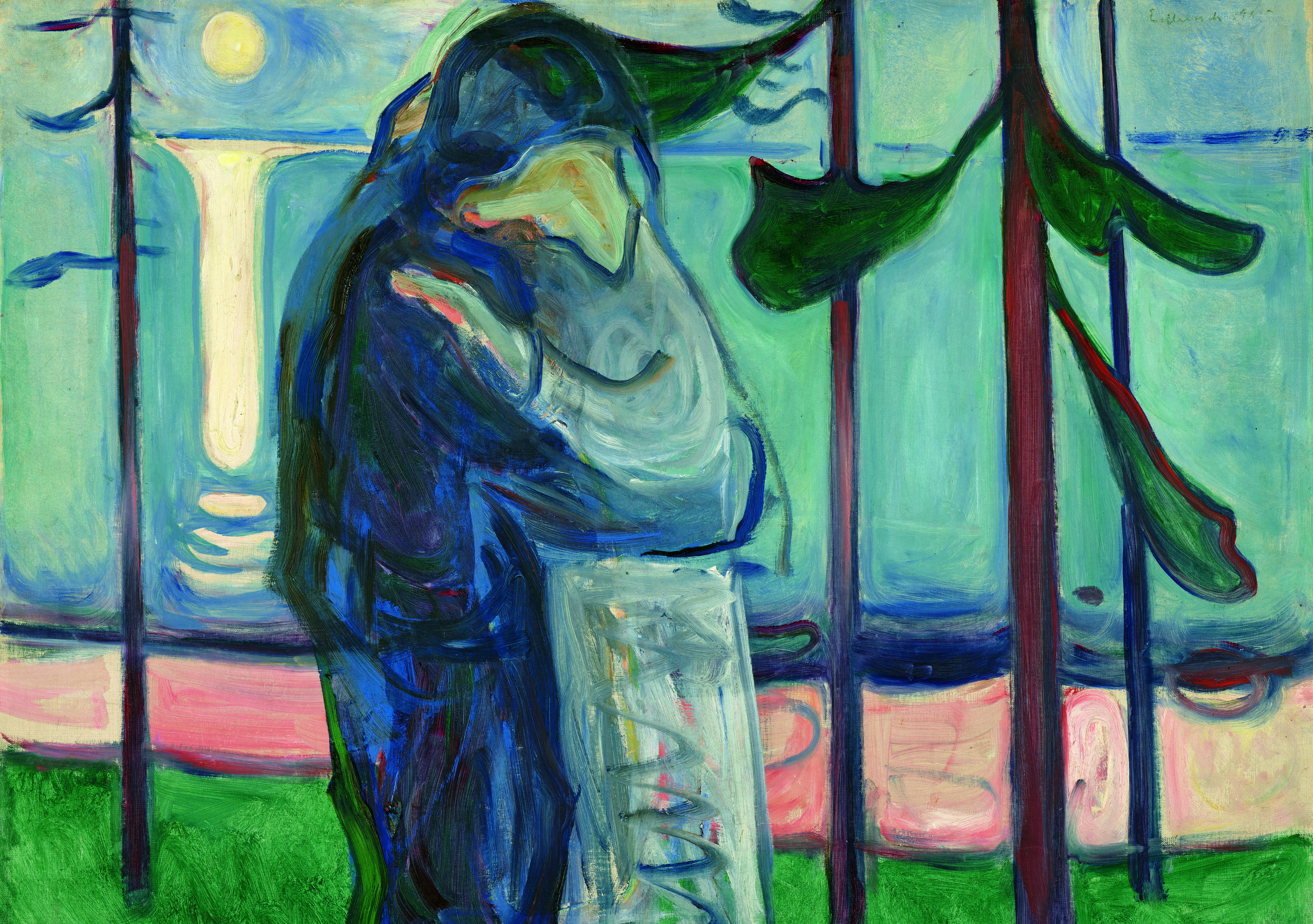 エドヴァルド・ムンク《月明かり、浜辺の接吻》1914年　油彩、カンヴァス　77×100cm