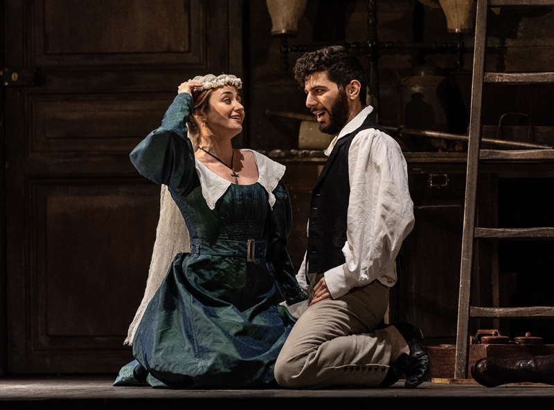 (Figaro) Riccardo Fassi and (Susanna) Giulia Semenzato, The Marriage of Figaro © The Royal Opera, 2021. Photograph by Clive Barda