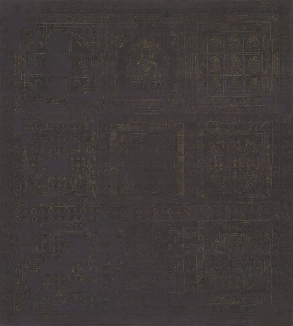 国宝　両界曼荼羅（高雄曼荼羅）のうち金剛界　平安時代・9世紀　京都・神護寺蔵（後期のみ展示）