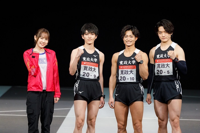 （左から）西村菜那子、矢部昌暉（DISH//）、塚田僚一（A.B.C-Z）、冨岡健翔（ジャニーズJr.）、