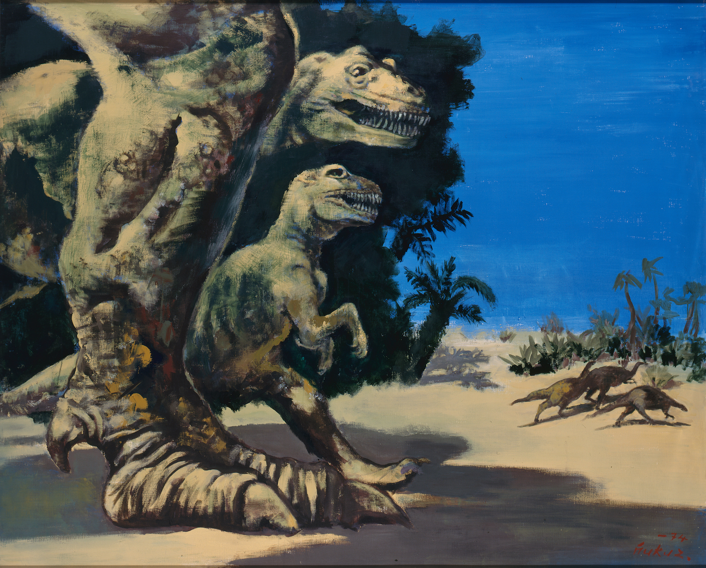 福沢一郎 「爬虫類はびこる」 1974年 アクリル・カンヴァス 181.8 × 227.3cm 富岡市立美術博物館・福沢一郎記念美術館