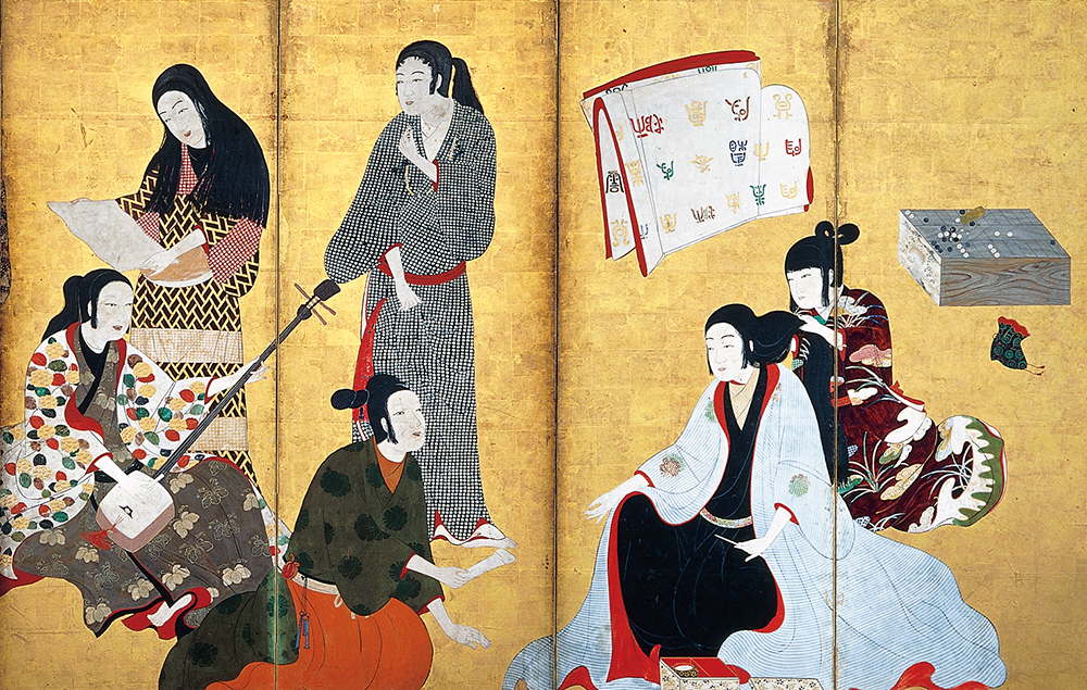 国宝　婦女遊楽図屛風（松浦屛風）　 六曲一双のうち右隻（部分）　江戸時代　17世紀　大和文華館