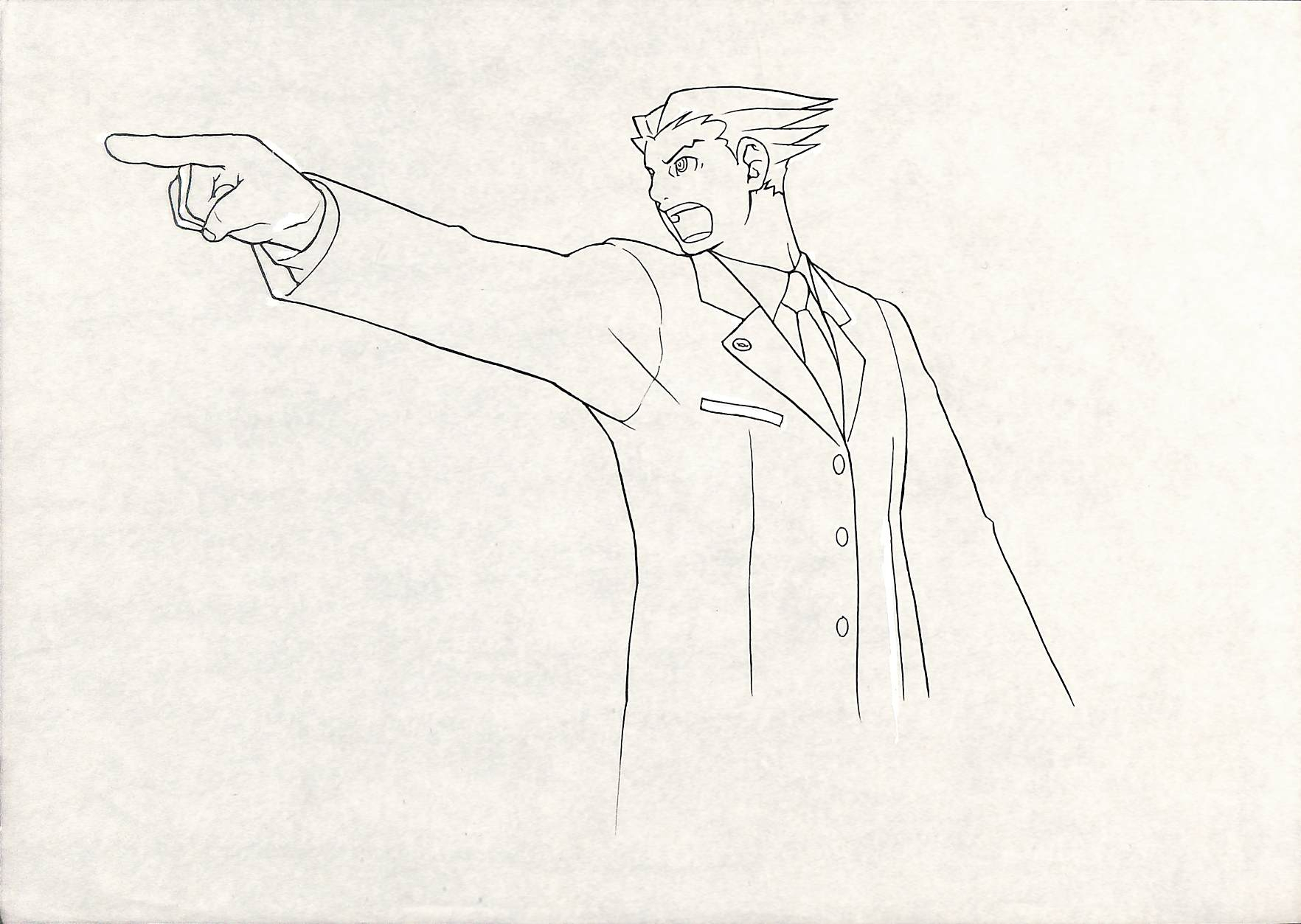 『大カプコン展-世界を魅了するゲームクリエイション』　手描きラフスケッチ　「逆転裁判」シリーズ （C）CAPCOM