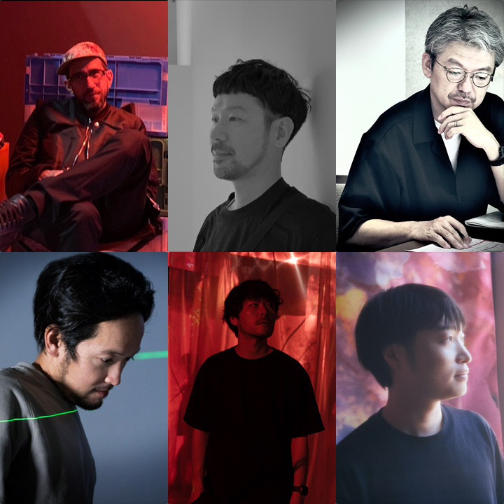 EiM（上段：プロダクションデザイナー：ENZO／クリエイティブディレクター：桑名功／ディレクター：澤田雅之／下段：照明監督：上野甲子朗／テクニカルアートディレクター：上田晋也／映像ディレクター：名児耶洋）