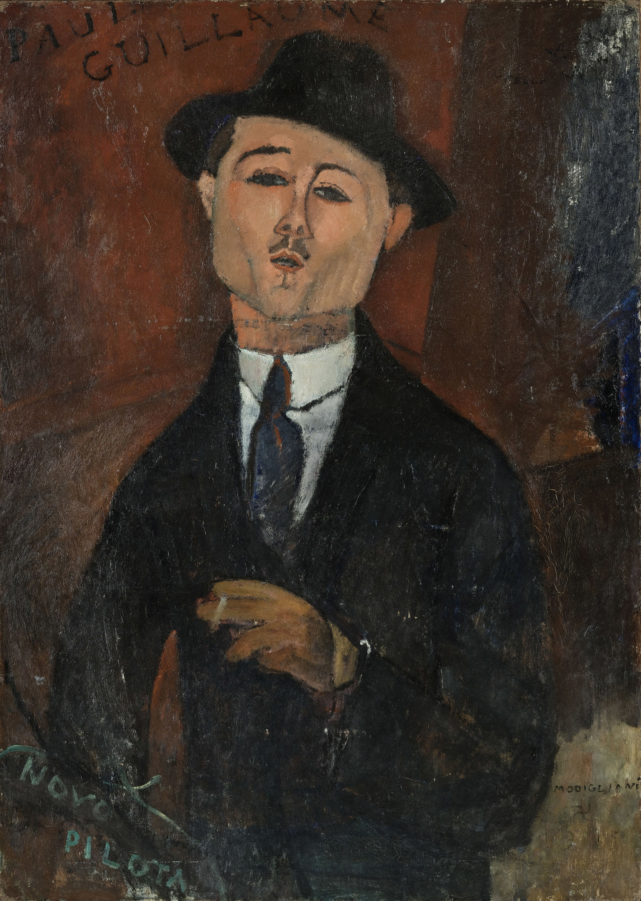 アメデオ・モディリアーニ《新しき水先案内人ポール・ギョームの肖像》1915年、油彩・厚紙を貼った合板、105×75cm、オランジュリー美術館