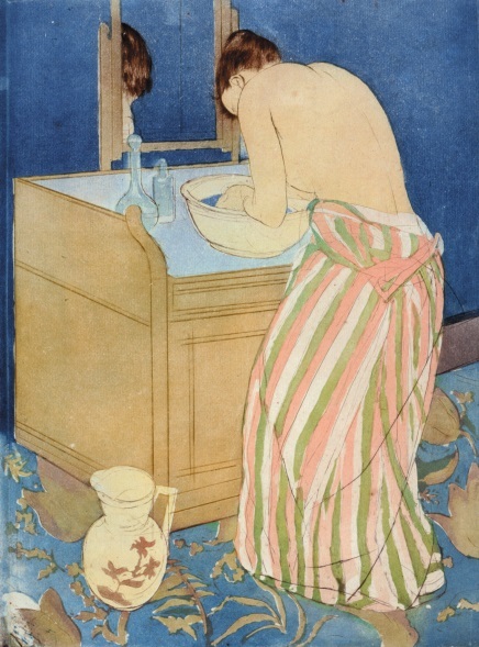 《沐浴する女》1890-91年、 ドライポイント、アクアチント、36.7×26.8cm、ブリンマー・カレッジ蔵  Courtesy of Bryn Mawr College