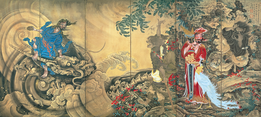 曽我蕭白《群仙図屏風》（右隻）明和元（1764）年　文化庁