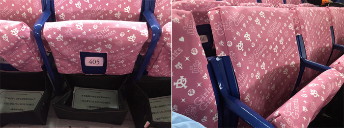 かわいいピンクの専用カバーと、シート下の専用のカバン収納ボックスが嬉しい