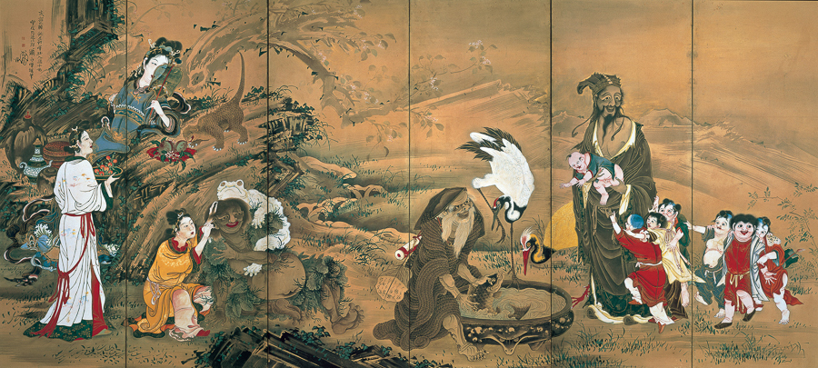 曽我蕭白《群仙図屏風》（左隻）明和元（1764）年　文化庁 重要文化財（展示期間：3月12日〜4月7日）