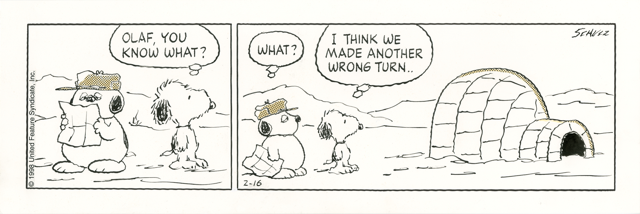 「ピーナッツ」原画　1998年2月16日  (C) Peanuts Worldwide LLC