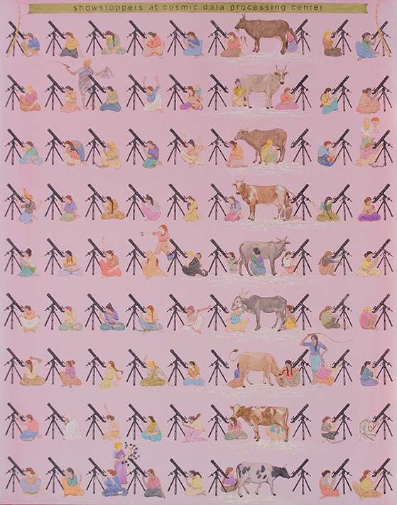 N・S・ハルシャ 《宇宙情報処理センターでの名優》 2015年 アクリル、キャンバス 190 x 150 cm Courtesy: Victoria Miro, London