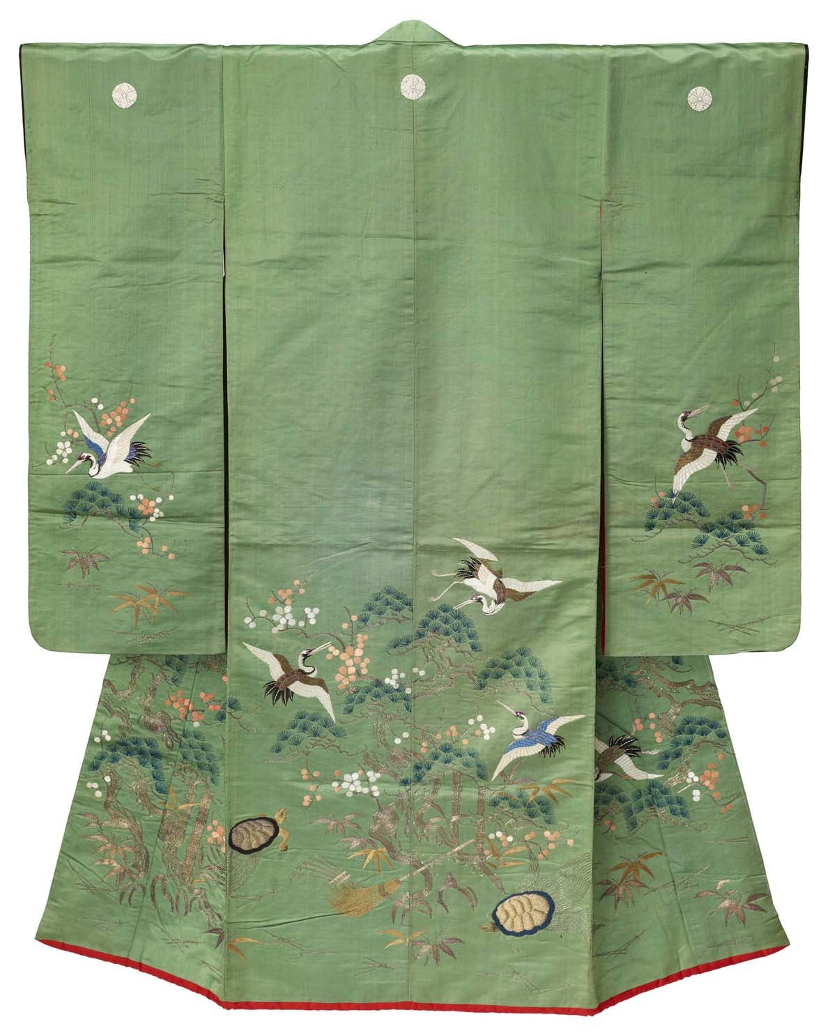 松竹梅鶴亀高砂文様振袖(江戸後期～明治初期)