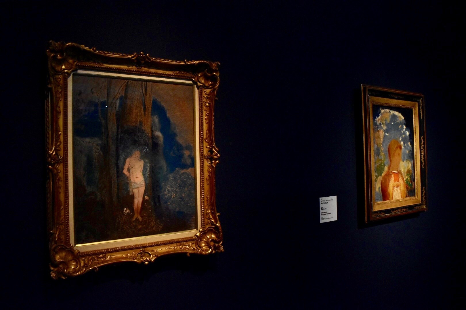 左から：《聖セバスティアヌス》　オディロン・ルドン　1910-13年頃　群馬県立近代美術館蔵、《若き日の仏陀》　オディロン・ルドン　1905年　京都国立近代美術館蔵