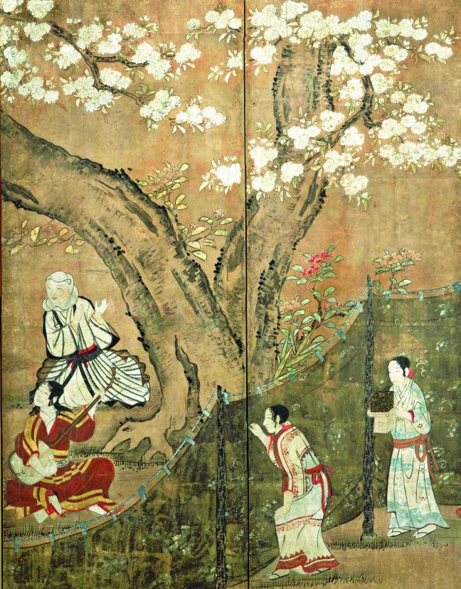国宝 花下遊楽図屏風(部分) 狩野長信 筆 江戸時代・17世紀 本館2室(国宝室)