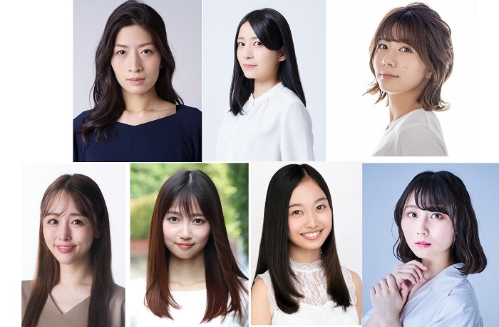 （上段左から）⽴道梨緒奈、佐々⽊優佳⾥（AKB48）、清⽔⿇璃亜(AKB48)（下段左から）柴⼩聖、⽊下綾菜、早川あひる、千歳ゆう