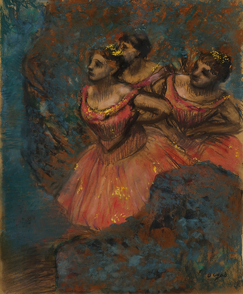 エドガー・ドガ《赤い衣裳をつけた三人の踊り子》1896年　パステル、紙　大原美術館