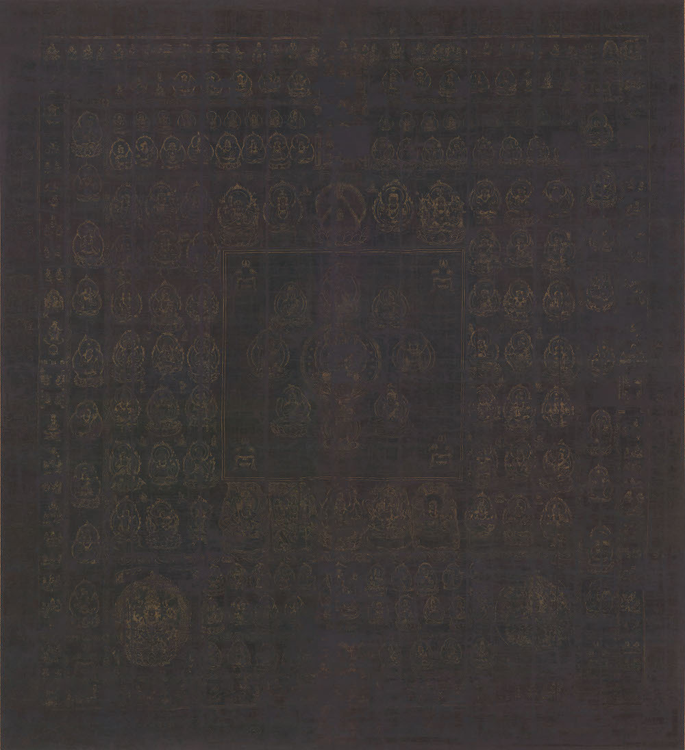 国宝　両界曼荼羅（高雄曼荼羅）のうち胎蔵界　平安時代・9世紀　京都・神護寺蔵（前期のみ展示）