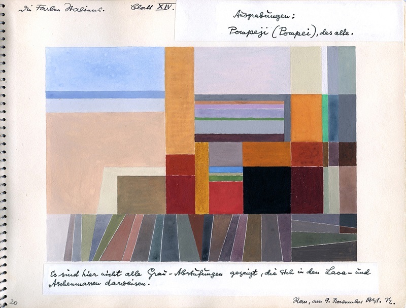 オットー・ネーベル《ポンペイ》『イタリアのカラー・アトラス（色彩地図帳）』より、1931年、水彩・紙、オットー・ネーベル財団