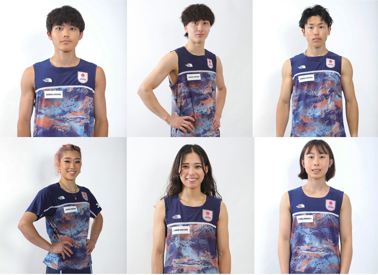 10/23開幕『IFSCクライミング グランドファイナルズ福岡2025』で選出された日本代表（上段写真左から）安楽宙斗、天笠颯太、吉田智音、（下段写真左から）野中生萌、中村真緒、谷井菜月