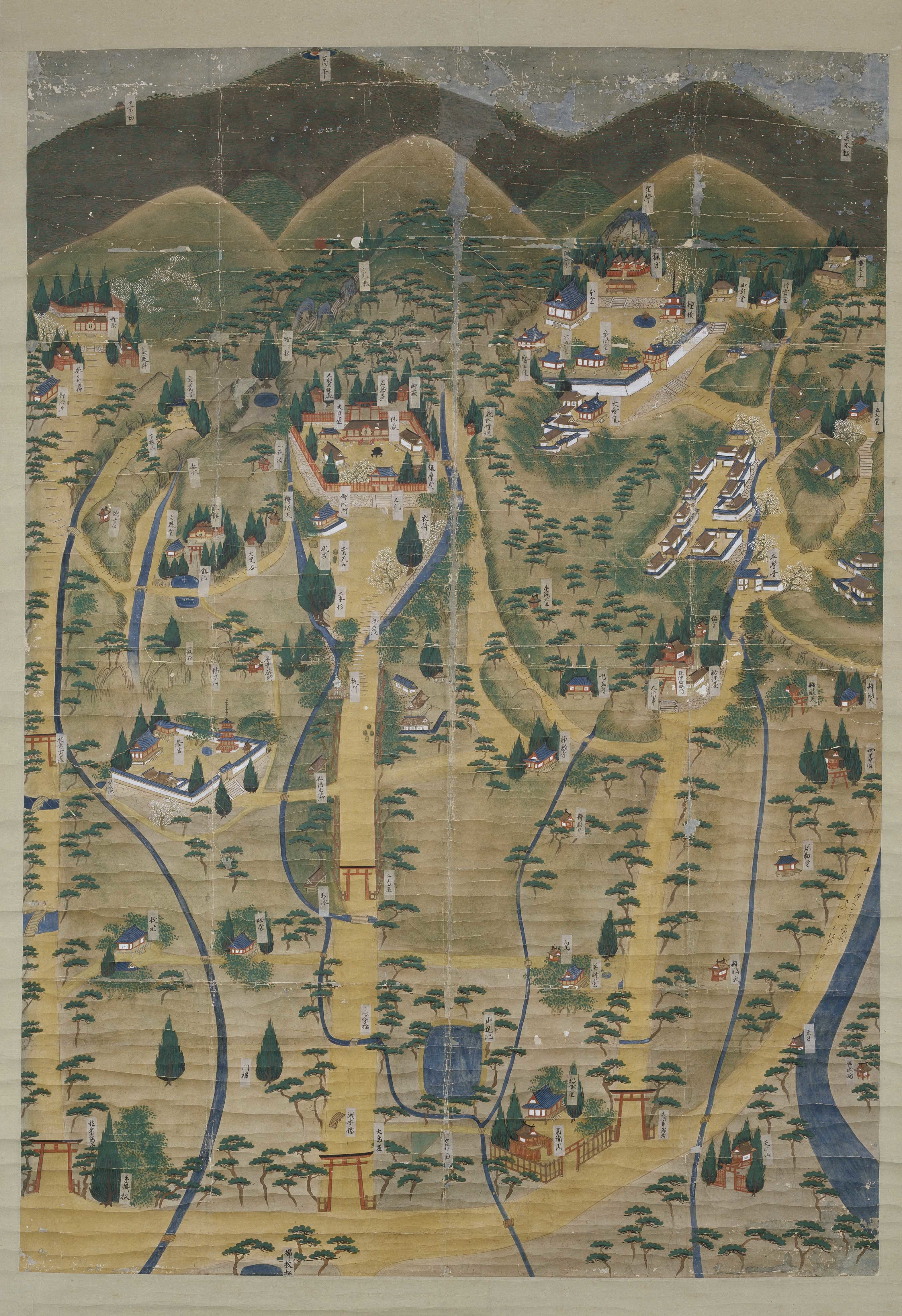 三輪山絵図 室町時代・16世紀 奈良・大神神社蔵 展示期間：2/5〜2/27