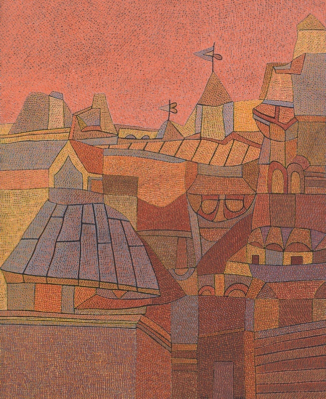オットー・ネーベル《ムサルターヤの町 Ⅳ 景観B》1938年、グアッシュ・紙、ベルン美術館