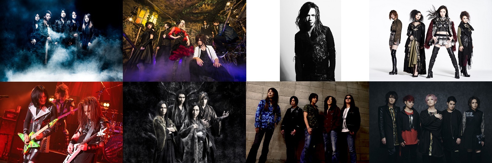 写真上段左から：GALNERYUS、Unlucky Morpheus、大村孝佳Mary’s Blood/下段左から：SEX MACHINEGUNS、陰陽座、BLINDMAN、摩天楼オペラ