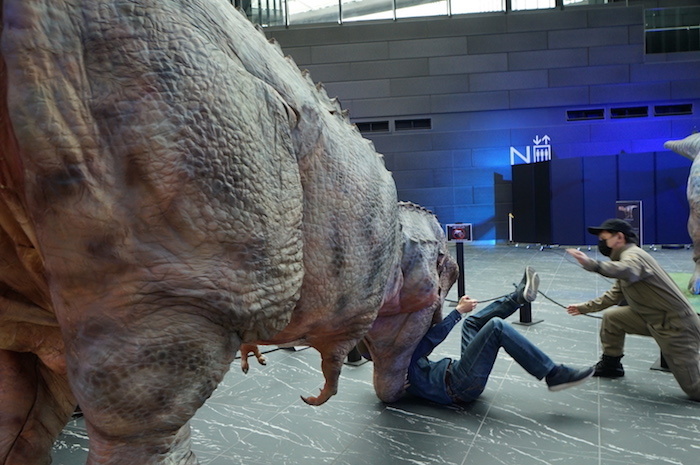 恐竜くんがティラノサウルスに襲われる凄惨な一コマ。レンジャーの救助により奇跡的に大事には至らなかった