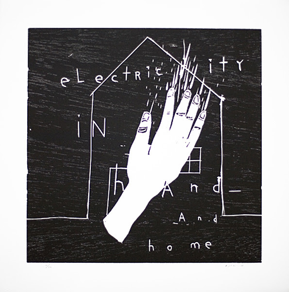 "Electricity in Hand and Home"  2010  wood cut  h.50.0 x w.50.0cm  ©David Lynch, Courtesy Item Editions