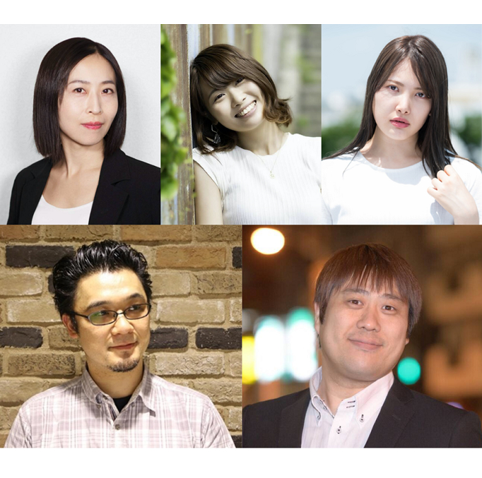 （上段左から）嶋尾明奈、須澤真織、松井花音、（下段左から）池田レゴ、小島啓寿