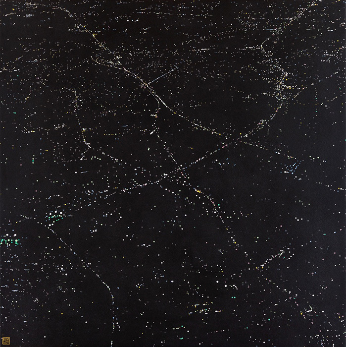  阪本トクロウ『夜景』2016年　アクリル、麻紙　72.7×72.7cm ©Tokuro Sakamoto