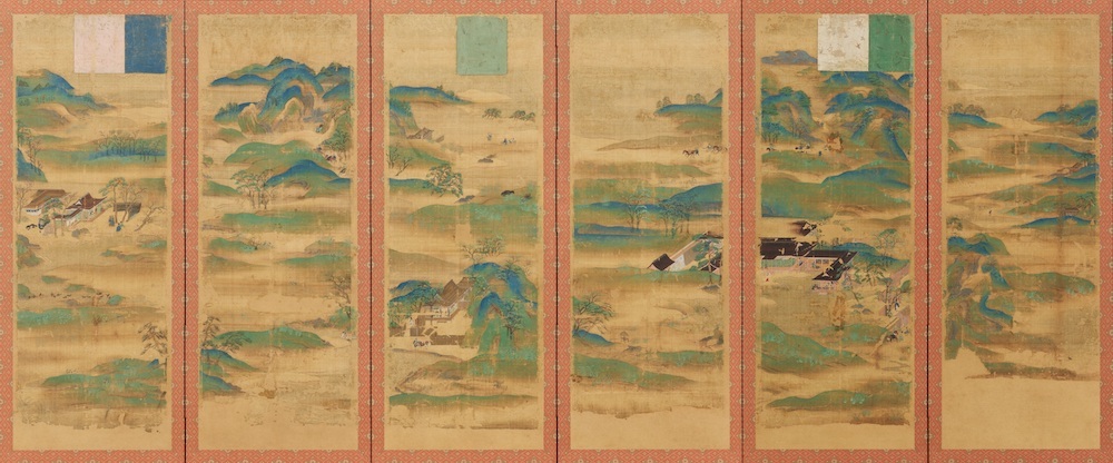 国宝　山水屛風　鎌倉時代　京都・神護寺蔵（後期のみ展示）