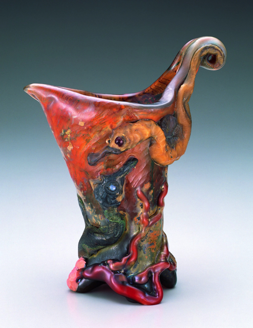 タツノオトシゴをモティーフにした作品《花瓶「海馬」》1901-1903年 北澤美術館蔵
